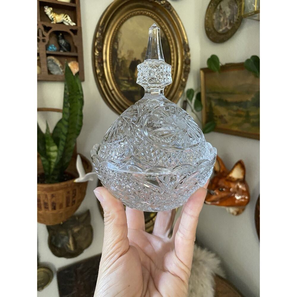 Vintage Cut Crystal Lidded Candy Dish Crystal Lidded Dish